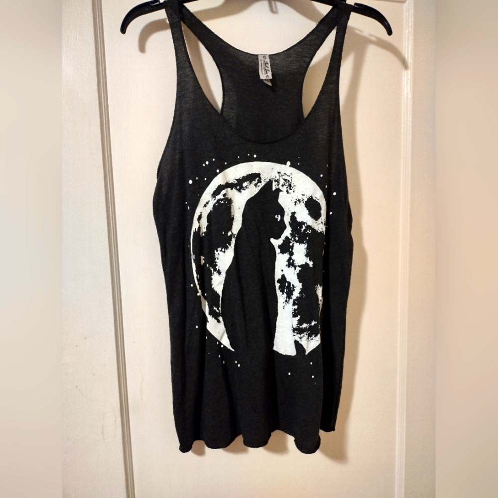 Black Cat Moon Tank Top, L